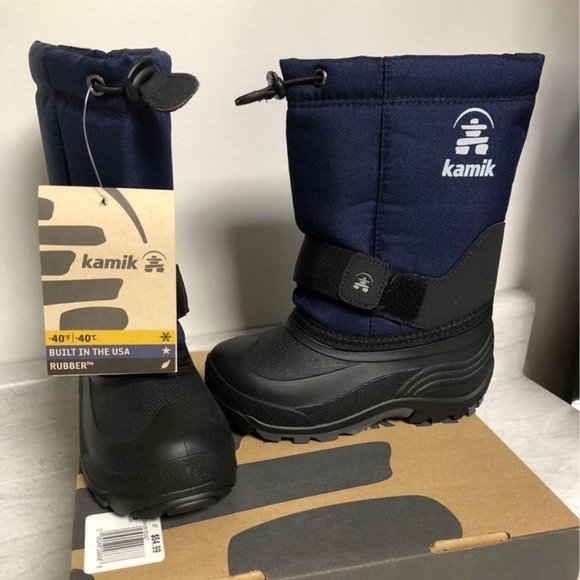 NWT Boys Toddler Kamik Rocket Navy Blue Winter Snow Boots Waterproof sz 10 & 11 - Picture 2 of 6